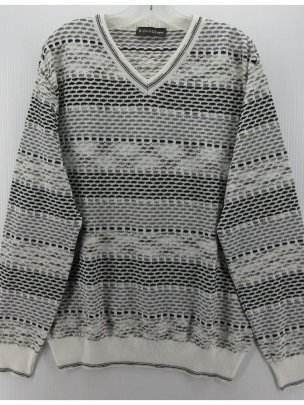 Bullock & Jones Sweater XL Pullover abstract striped Textured Italy 56